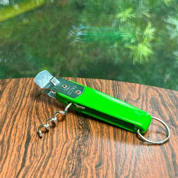 Vintage EKCO Green Bottle Opener Corkscrew Bar Tool USA - Picture 2 of 9